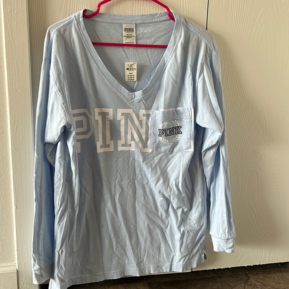 PINK V-neck long sleeve legging tee in periwinkle size XS
